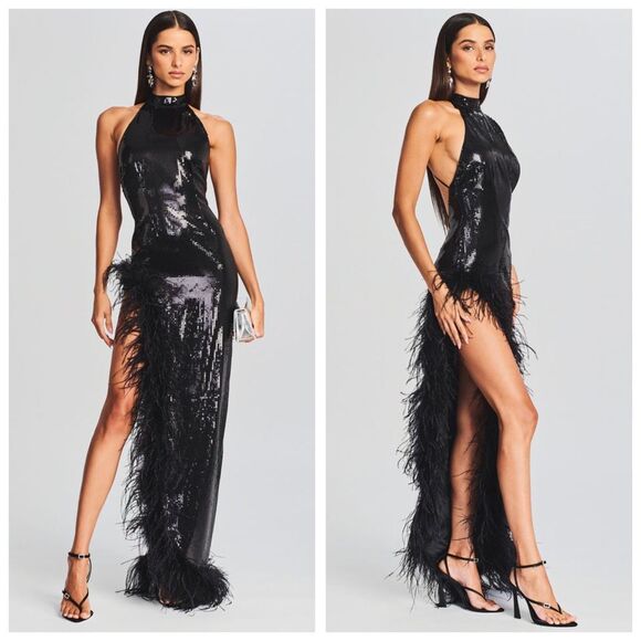 NWT Retrofete Vixen Sequin Feather Dress Size Medium - Picture 1 of 14